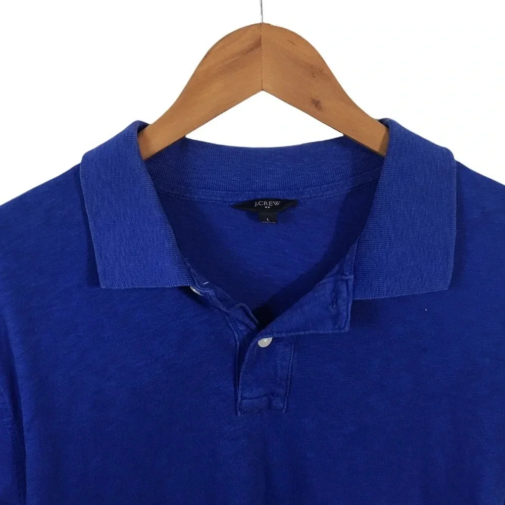 PO39 Mens J. Crew Preppy Cobalt Blue Polo Shirt L